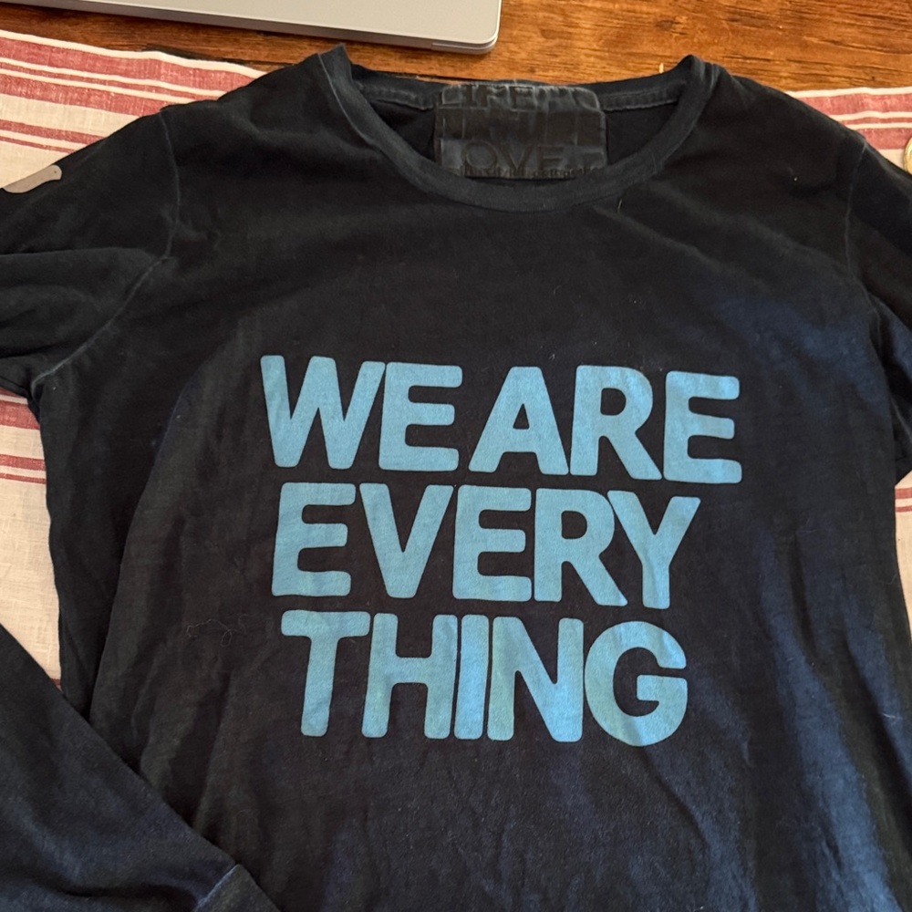 Free City Black Long Sleeve Shirt with Blue Text. Life nature love